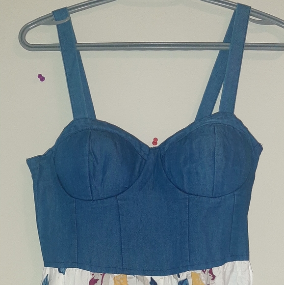 Demin & floral maxi dress - Picture 5 of 5